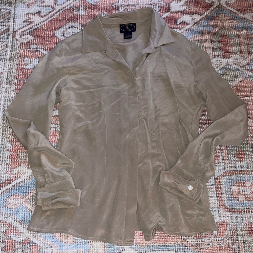 VINTAGE 100% SILK golden blouse